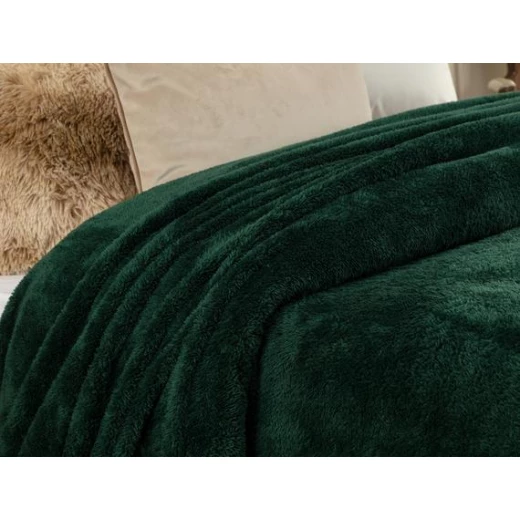 Madame Coco Estee Double Sherpa Plain Blanket - Dark Green - مدام كوكو - Image 2