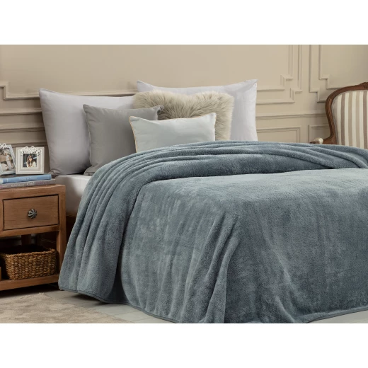 Madame Coco Estee Double Sherpa Plain Blanket - Grey Madame Coco Estee Double Sherpa Plain Blanket - Grey