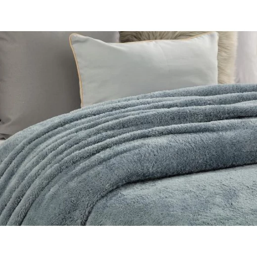 Madame Coco  Estee Double Sherpa Plain Blanket - Grey - مدام كوكو - Image 2