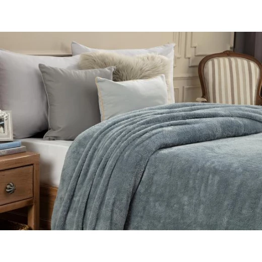 Madame Coco  Estee Double Sherpa Plain Blanket - Grey - مدام كوكو - Image 3