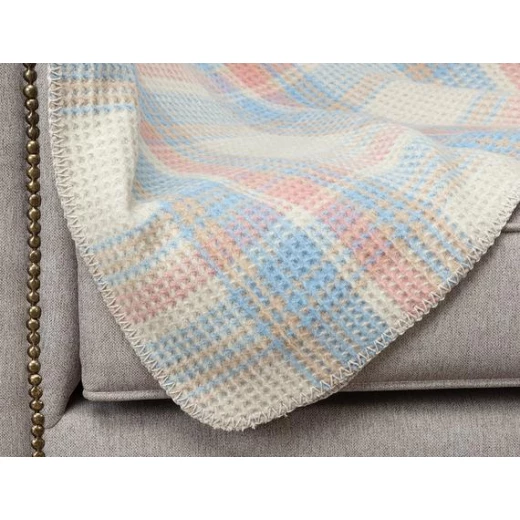 Madame Coco Odline Plaid Cotton TV Blanket - Beige / Blue - مدام كوكو - Image 2