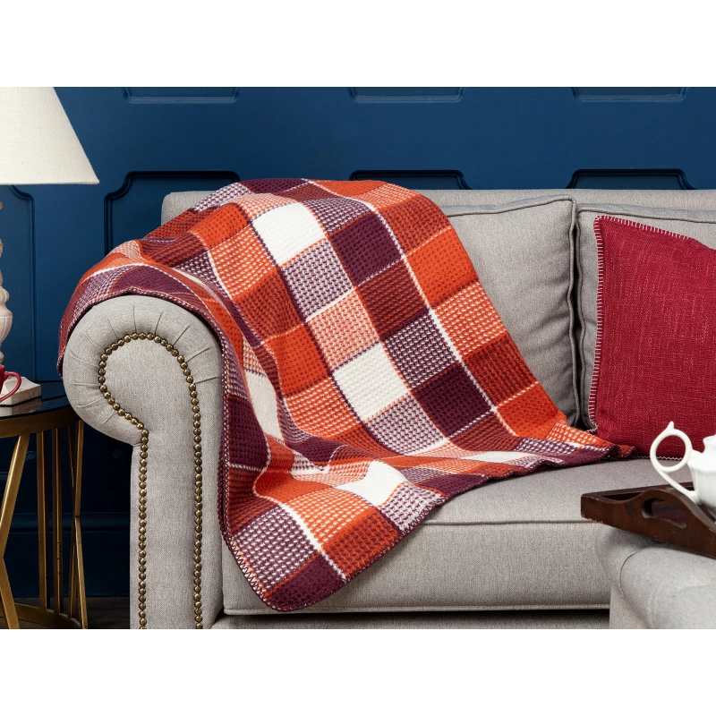 Madame Coco Odline Plaid Cotton TV Blanket - Purple - مدام كوكو