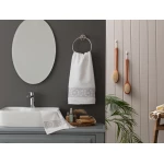 Madame Coco Chambre Border Jacquard Face Towel - White / Gray - مدام كوكو