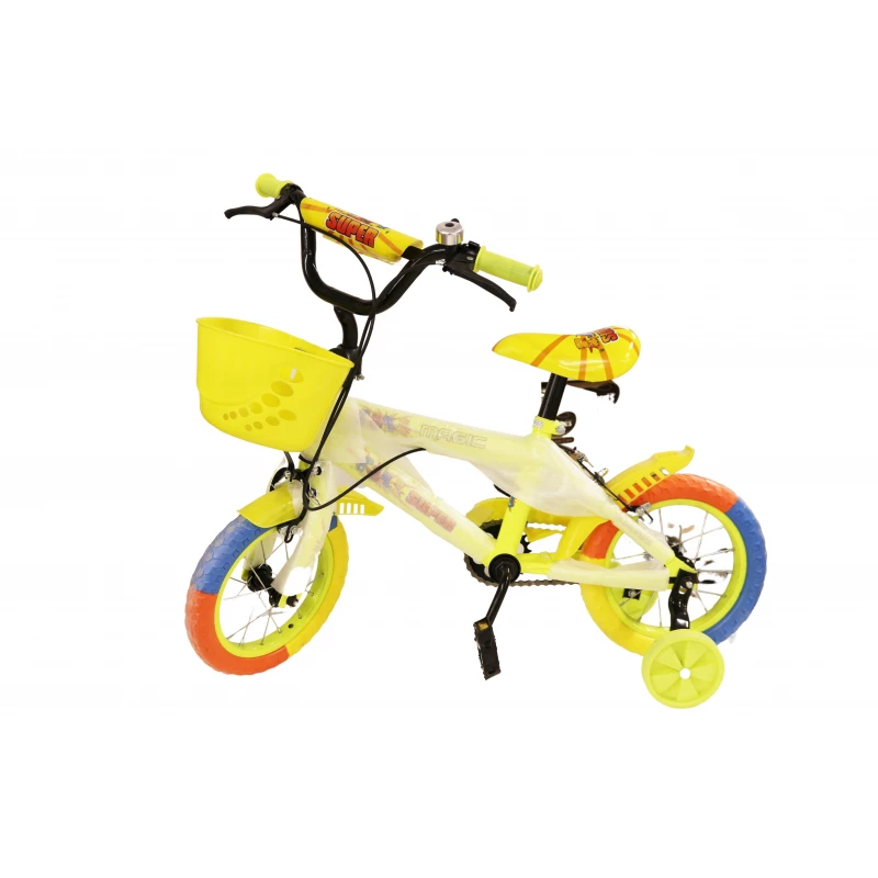 Kids Bicycle Stainless Steel with Yellow Basket 12 Inch, Yellow