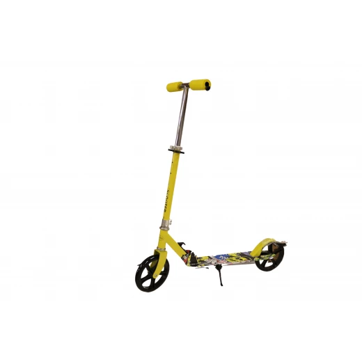 Scooter With Front and Back Wheels, Yellow and Colorful Scooter With Front and Back Wheels, Yellow and Colorful