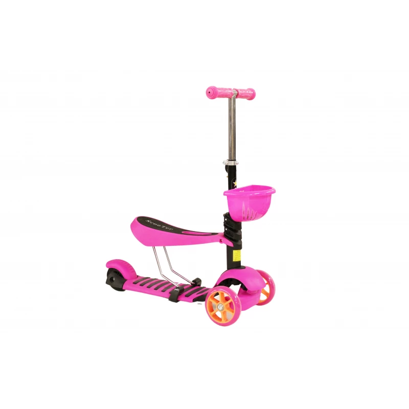 Scooter Kids 3-in-1 Toddler Scooter with Removable Seat & Basket, Pink