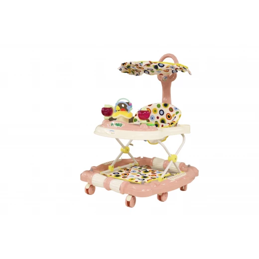 Walker Baby Space With Umbrella, Pink & Colorful Walker Baby Space With Umbrella, Pink & Colorful