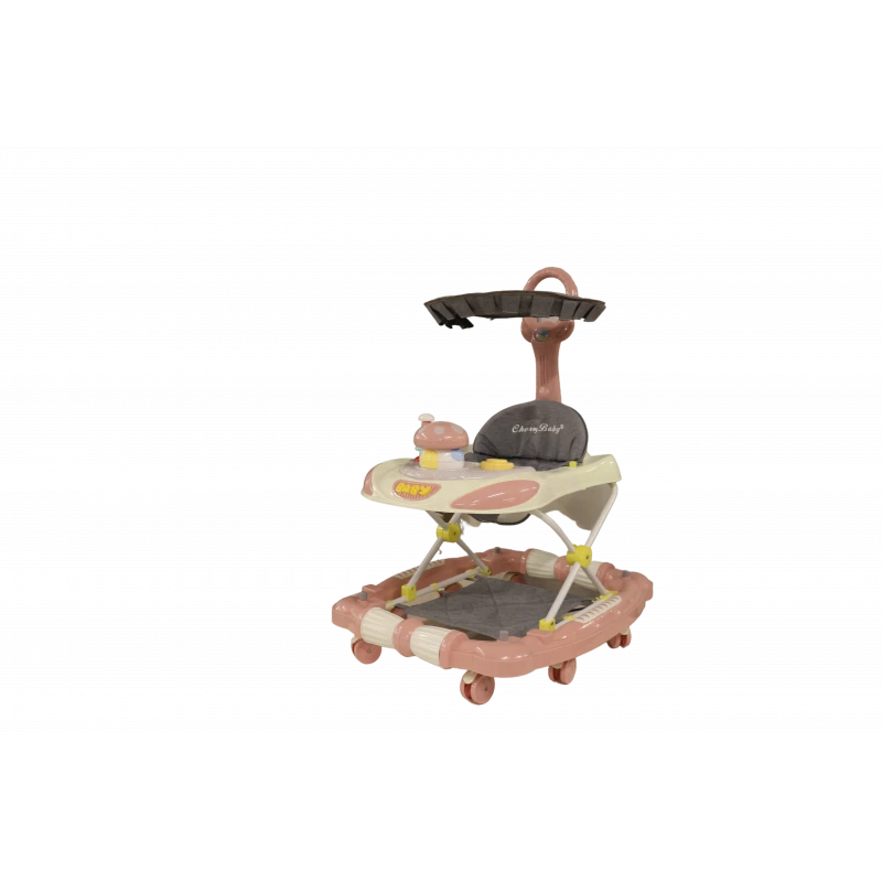 Baby Walker Jungle With Umbrella, Pink & Colorful