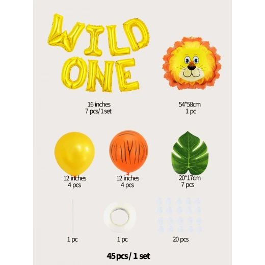 42pcs Cartoon Lion Birthday Balloon Set - Image 3