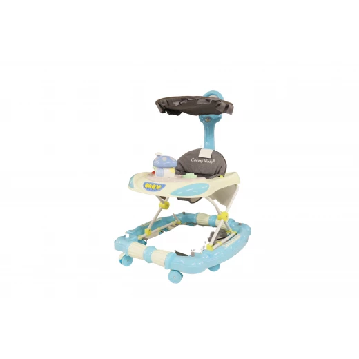 Baby Walker Jungle With Umbrella, Light Blue & Colorful