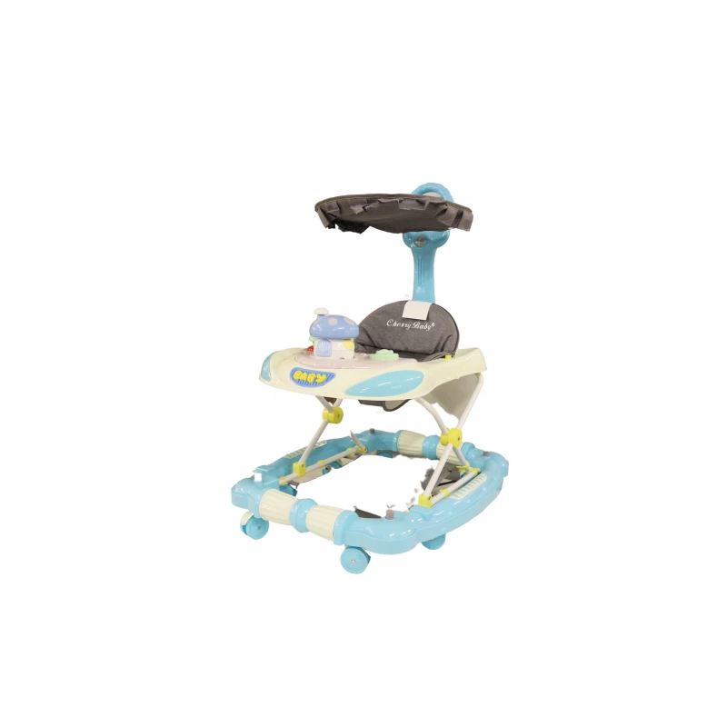 Baby Walker Jungle With Umbrella, Light Blue & Colorful