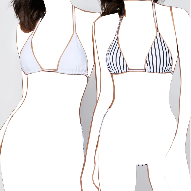 2pack Striped Halter Bikini Top, Medium