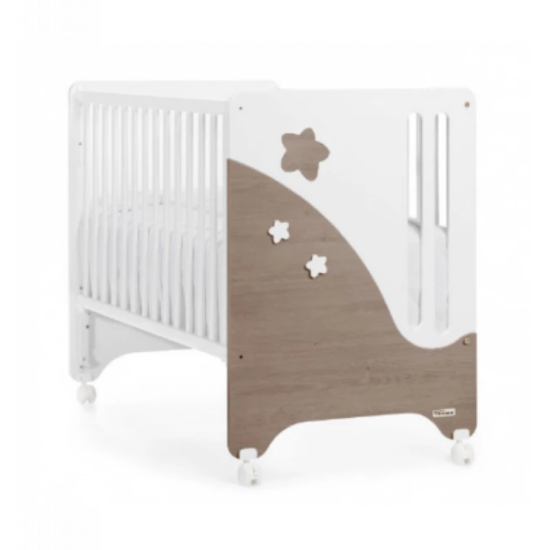 سرير للأطفال 60 سكاي 609 - أبيض وبني / أكاسيا من تراما - تراما بيبي