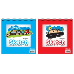 Bazic Spiral Premium Sketch Pad 40 Sheets, 1 Pack, Assorted Color