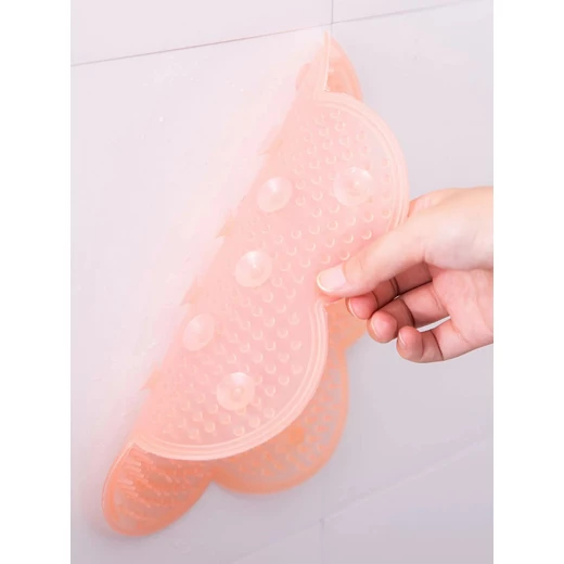 1pc Flower Shaped Bath Foot Brush, Peach - Image 2