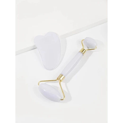 1pc Jade Stone Facial Roller Massager & 1pc Gua Sha Board - Image 4