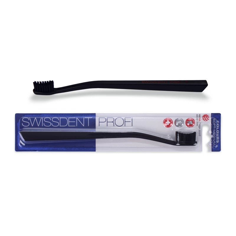 فرشاة أسنان احترافية للتبييض الأسود والأسود ناعمة متوسطة من سويسدنت - سويس دينت