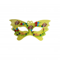 Happy Birthday Party Face Eye Mask Pack of 11- Yellow Color with Colored Balloons Design