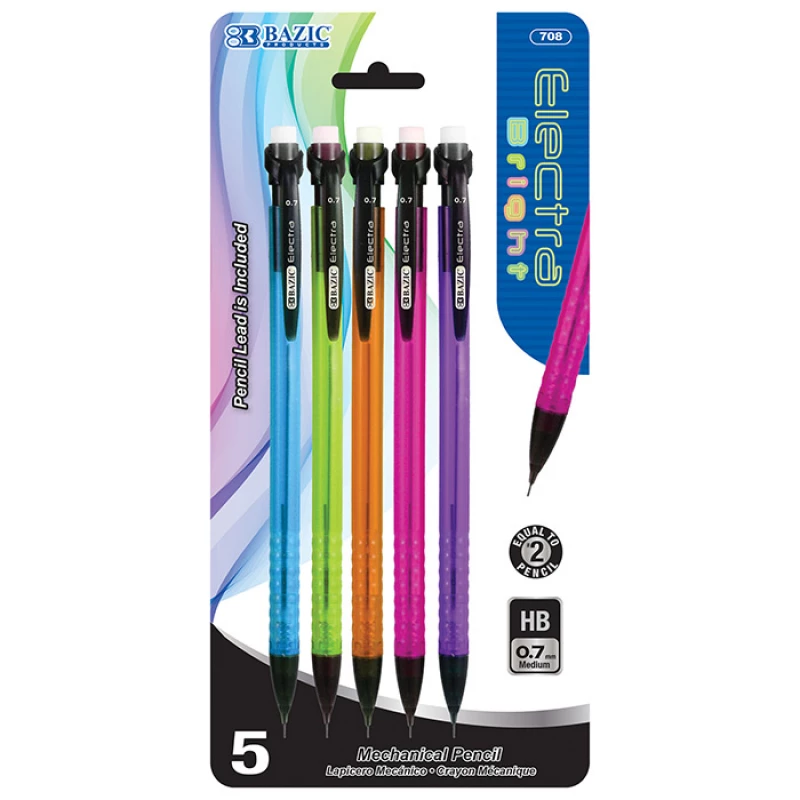 Bazic Claris 0.7 Mm Mechanical Pencil - 5/pack - Bazic