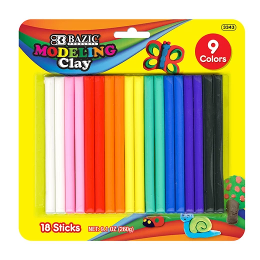 ألوان عصي الطين للحرف اليدوية 18 عصا من بازيك, 9 الوان