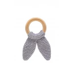 Babyjem knitted cotton & wooden ring teether gray - BabyJem