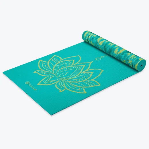 Gaiam 6mm Yoga Mat Reversible Turquoise Lotus Gaiam 6mm Yoga Mat Reversible Turquoise Lotus