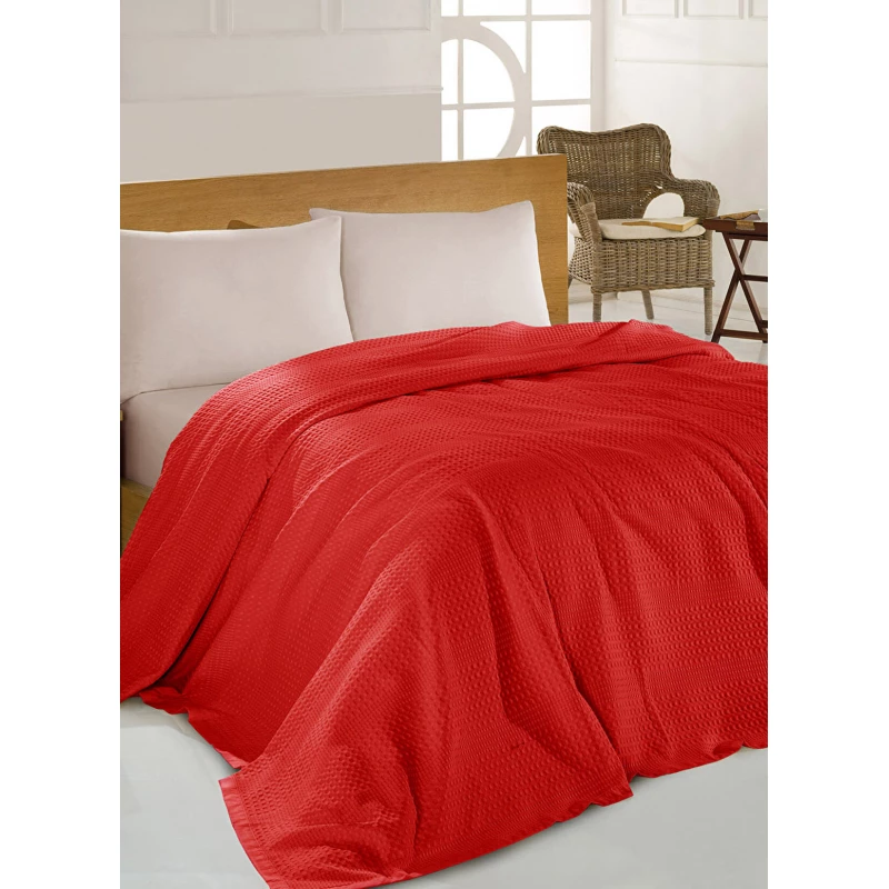 مدام كوكو إستي بطانية شيربا سادة مقاس مفرد - أحمر - مدام كوكو