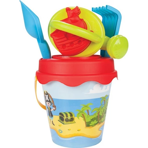 دلو للعب مع ملحقات الرمل, بألوان متنوعة من بلسان