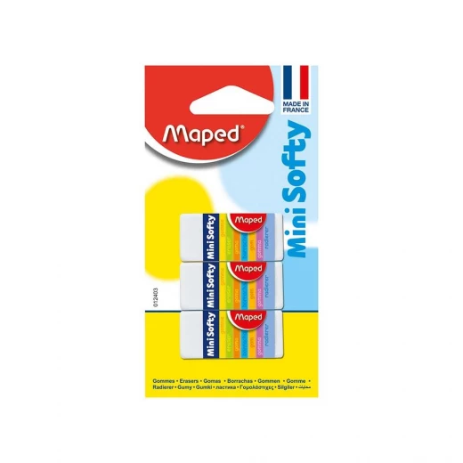 Maped Mini Softy Eraser, 3 Pieces Maped Mini Softy Eraser, 3 Pieces