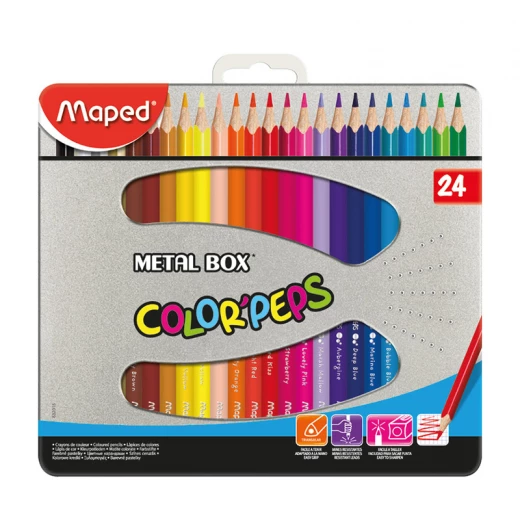 Maped Colored Pencils Metal, 24 Pieces Maped Colored Pencils Metal, 24 Pieces