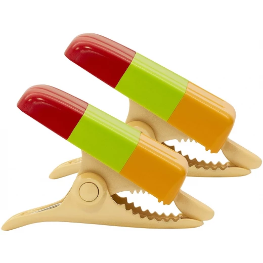 O2COOL Boca Clips Beach Towel Holders - Popsicle Red-Green-Orange - O2Cool - Image 2