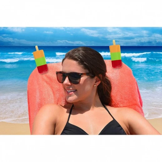 O2COOL Boca Clips Beach Towel Holders - Popsicle Red-Green-Orange - O2Cool - Image 4