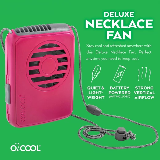 O2COOL Battery Deluxe Necklace Fan, Pink - O2Cool - Image 5