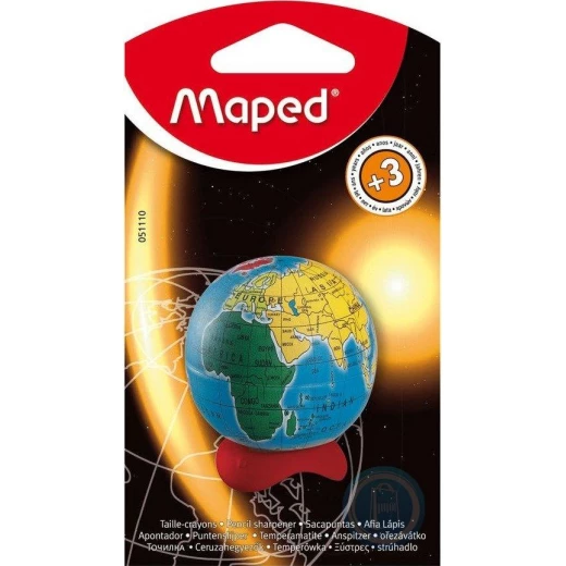 PENCIL SHARPENER GLOBE 1HOLE CANISTER BLISTER - Maped - Image 2
