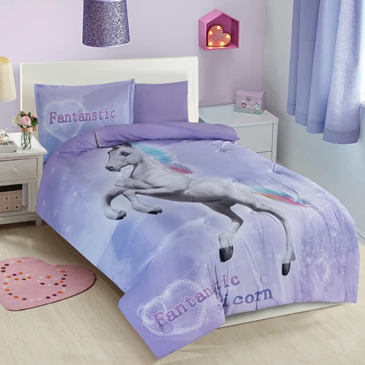 طقم لحاف 4 قطع مزدوج بتصميم يونيكورن حالمة من نوفا هوم طقم لحاف 4 قطع مزدوج بتصميم يونيكورن حالمة من نوفا هوم