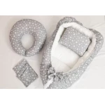 كوت بيبي مع غطاء ومخدة لون رمادي