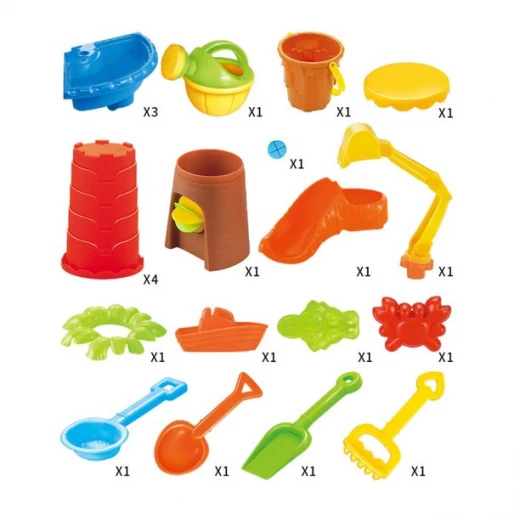 طاولة بلاستيكية رمل وماء دائرية مع غطاء ، شجرة دائرية مع حفار قابل للضبط ، 22 قطعة - Image 4