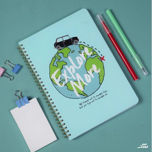 دفتر سلك بتصميم ازرق مقاس A5 من مفكرة