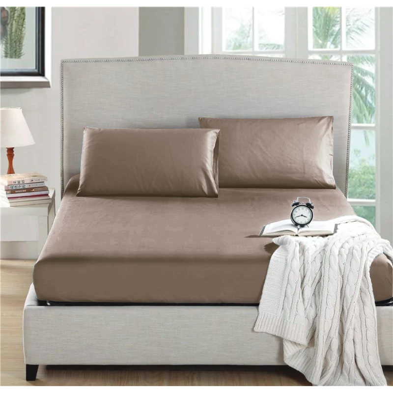 Nova home fitted sheet microfiber queen beige 3pcs - Nova Home