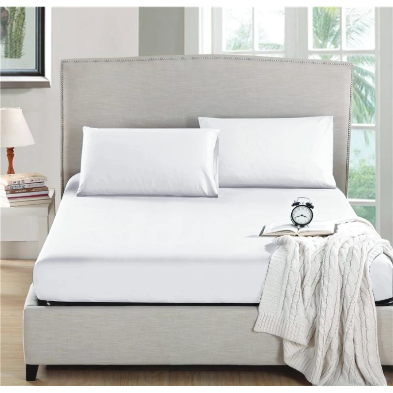 ملاءة سرير ميكروفيبر مقاس كوين أبيض 3 قطع من نوفا هوم - نوفا هوم