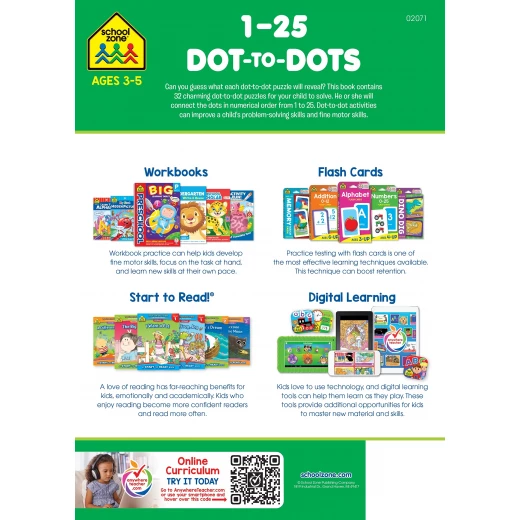 School Zone Book: 1-25 Dot-to-Dots Preschool Workbook - School Zone - Image 2