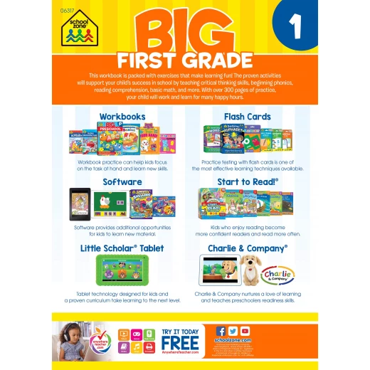 School Zone Book: Big First Grade Workbook (Spiral Bound) - School Zone - Image 2