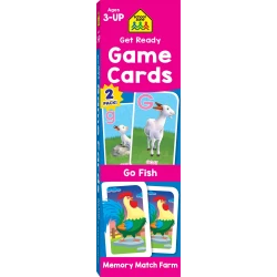 School Zone Get Ready Game Cards Go Fish & Memory Match Farm 2 Pack Educational Learning for Kids