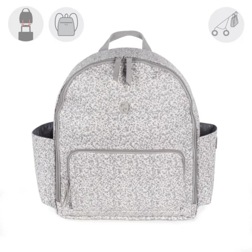 Pasito A Pasito GRAY Backpack Diaper Bag Changing Mat - Flower Mellow Line 31x37x14 Cm - Pasito a Pasito - Image 6