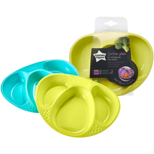 Tommee Tippee Section Plates Pack of 2, Green Color Tommee Tippee Section Plates Pack of 2, Green Color