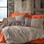 Nova home true rainforce duvet cover set king 4 pieces grey & orange - Nova Home