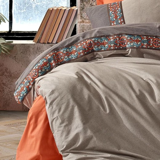 Nova home true rainforce duvet cover set king 4 pieces grey & orange - Nova Home - Image 3
