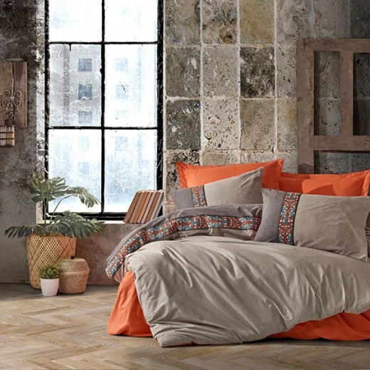 Nova home true rainforce duvet cover set king 4 pieces grey & orange - Nova Home - Image 2