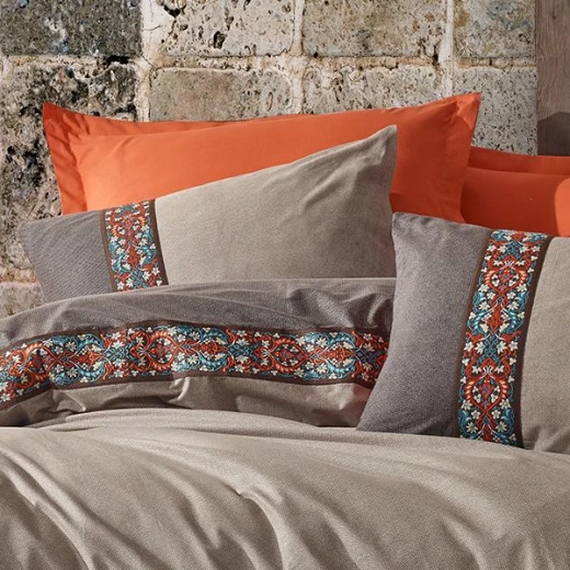 Nova home true rainforce duvet cover set king 4 pieces grey & orange - Nova Home - Image 4