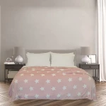 بطانية دافئة وناعمة من الصوف بتصميم نجوم باللون الزهري بحجم ملوكي من نوفا هوم - نوفا هوم